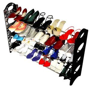 Large 4 Layers 20 Pairs Shoe Rack Black & White